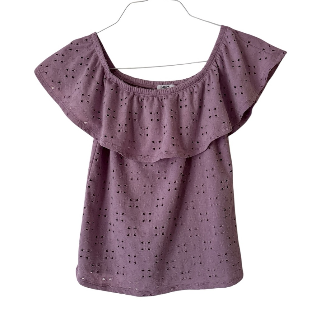 Ardene Mauve Eyelet Ruffle Top